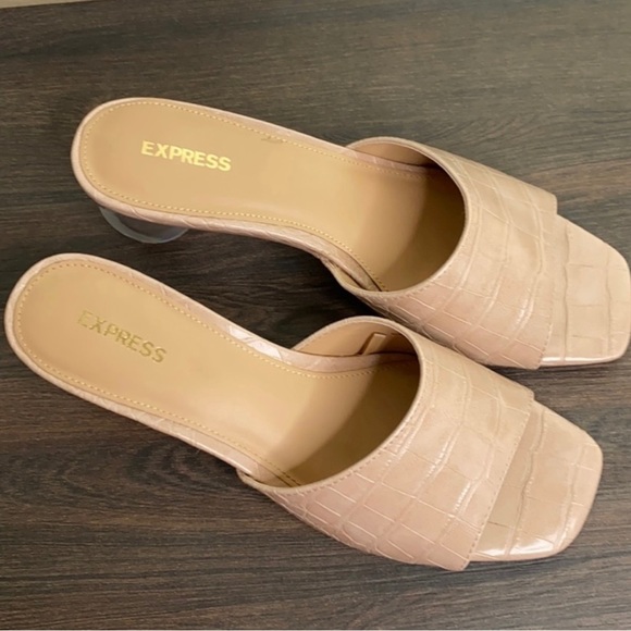 Crystal Ball geometrical Heeled Nude Sandals by Express - Picture 3 of 4